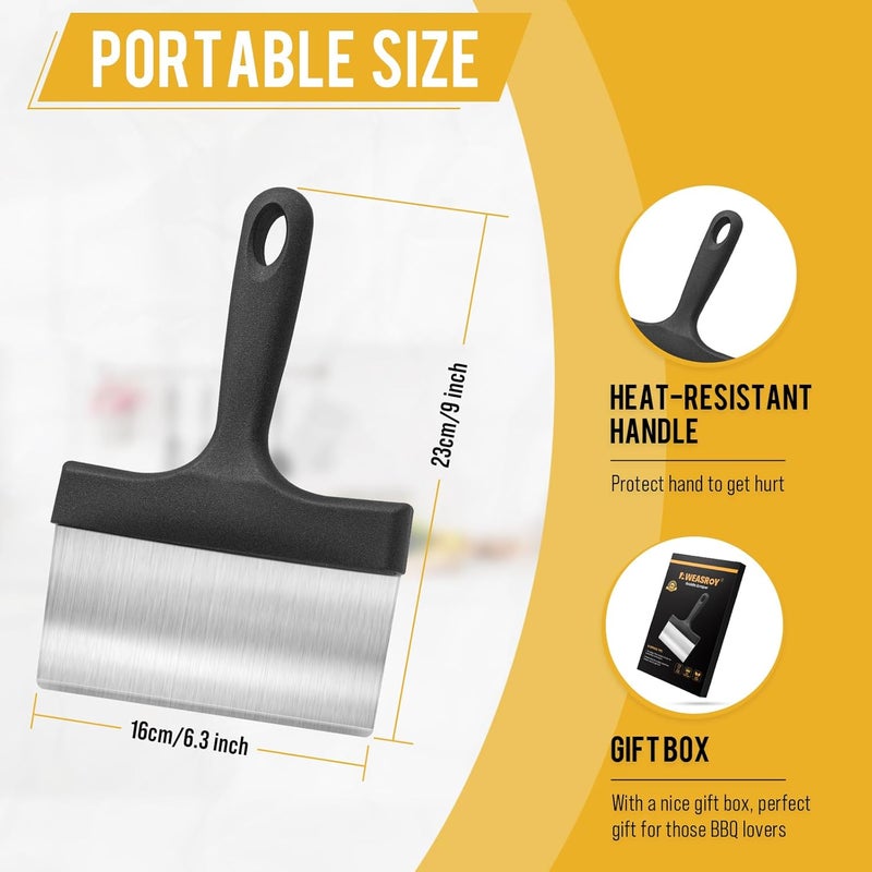 AWEASROY Heavy Duty Grill Scraper Stainless Steel Griddle Scraper with 5" Handle,Sturdy Food Scraper Tool Kitchen for Blackstone Grill Accessories,Outdoor Barbecue Turners Tools - Image 5